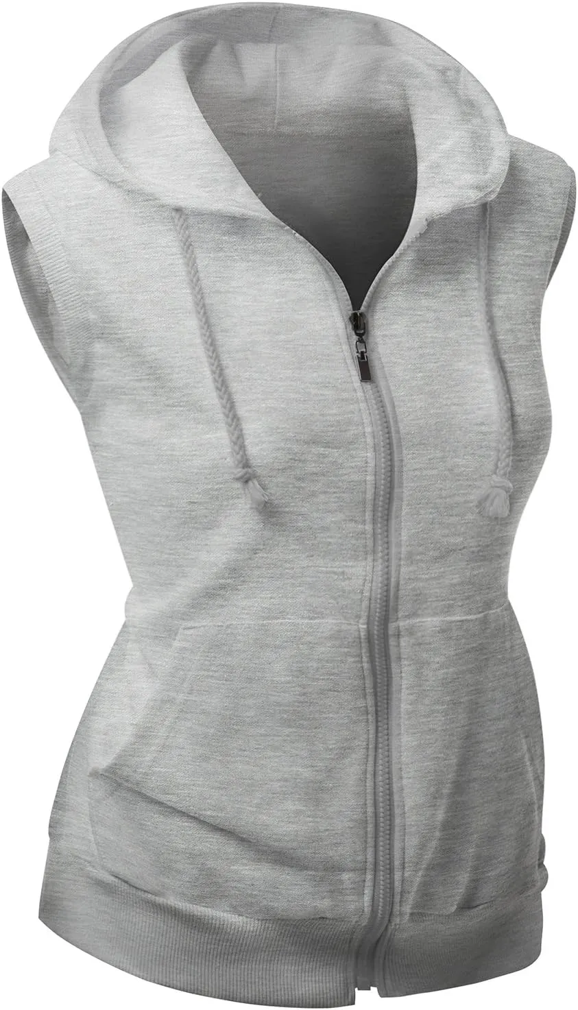 Womens Cotton Zip Up Hoodie Vest