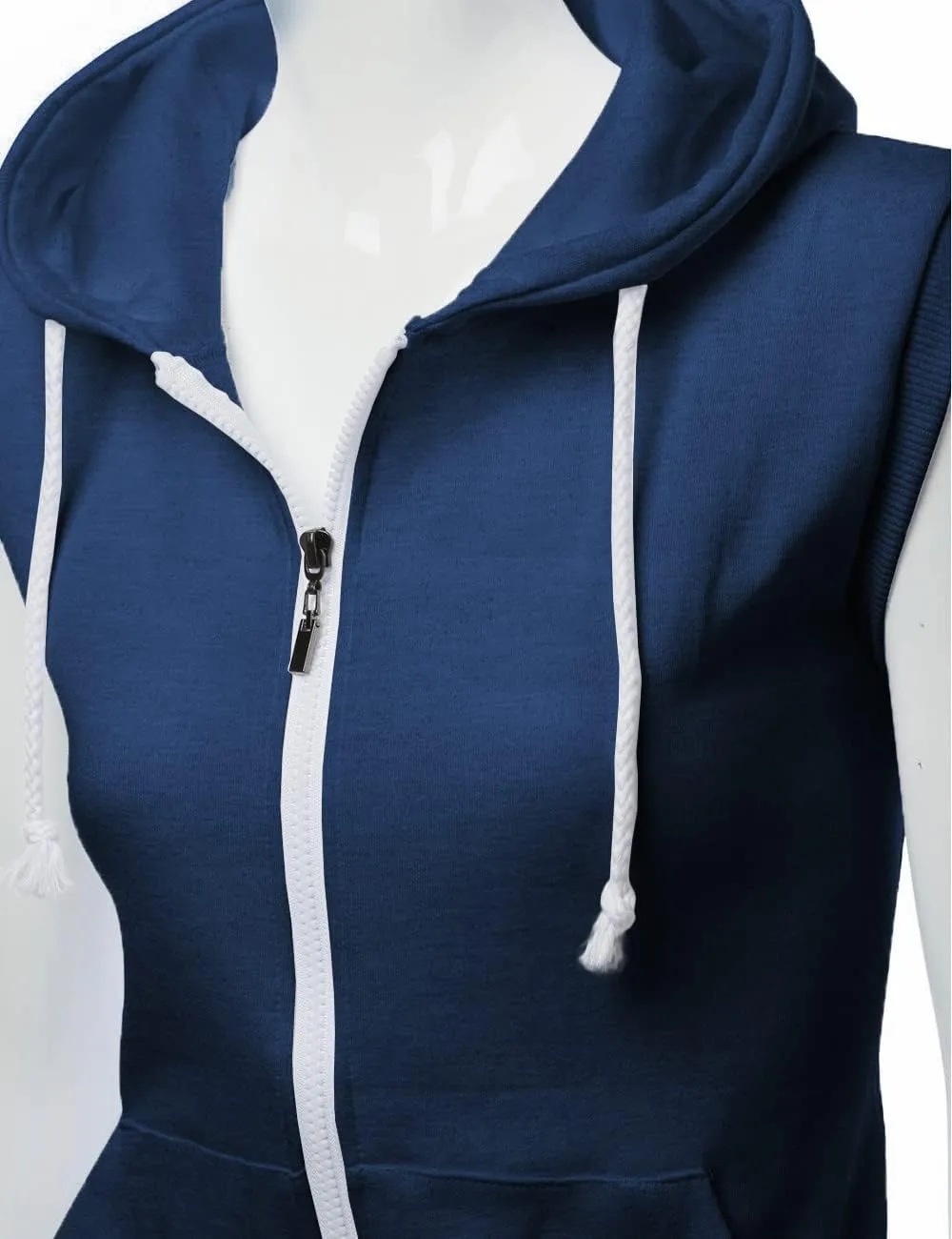Womens Cotton Zip Up Hoodie Vest