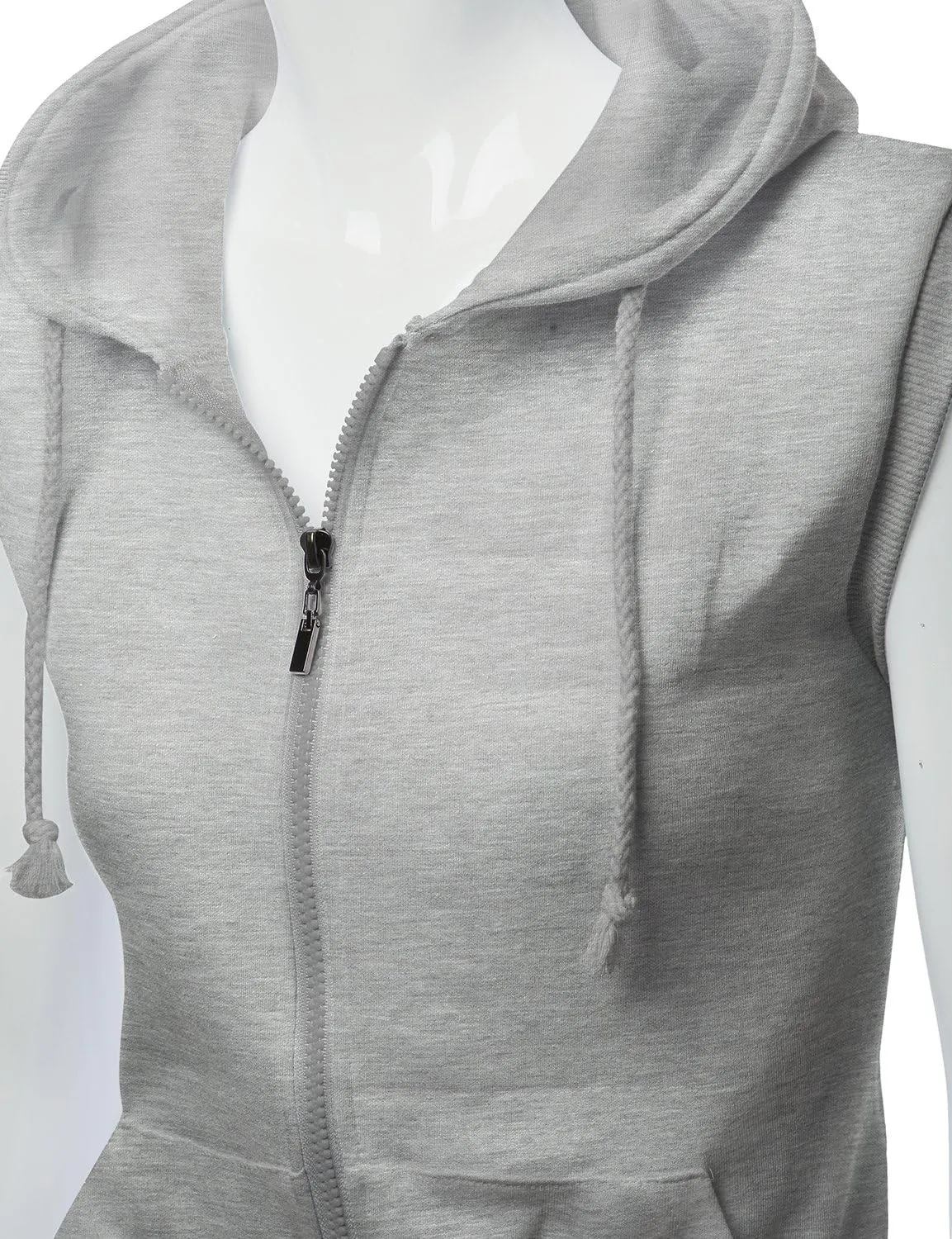 Womens Cotton Zip Up Hoodie Vest