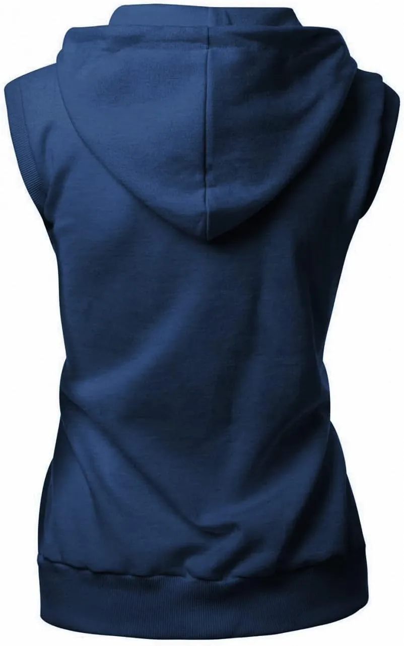 Womens Cotton Zip Up Hoodie Vest