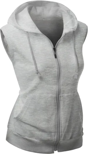 Womens Cotton Zip Up Hoodie Vest