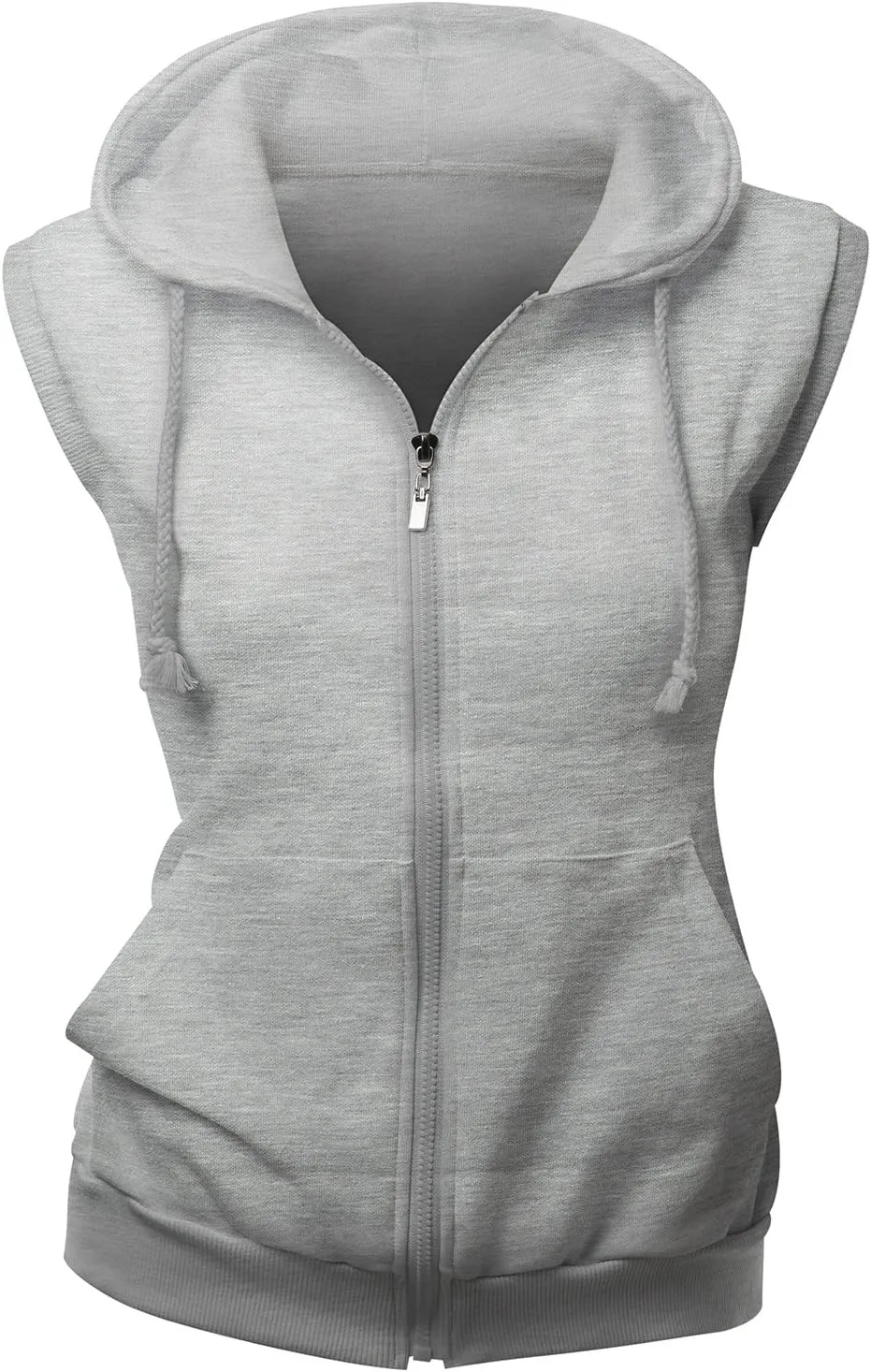 Womens Cotton Zip Up Hoodie Vest