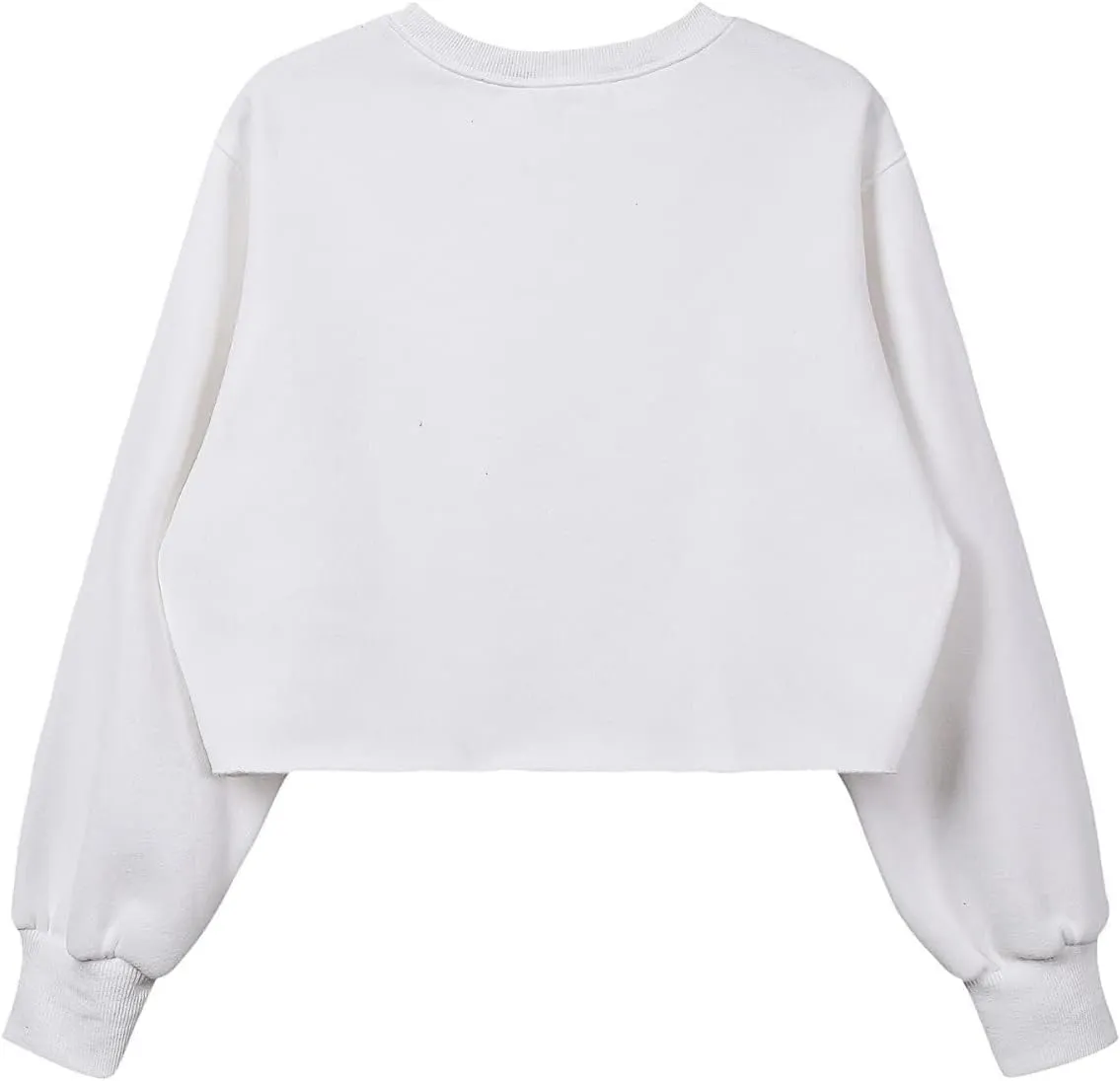 Women's Cropped Fleece Sweatshirt Crewneck Long Sleeve Casual Pullover Crop Tops