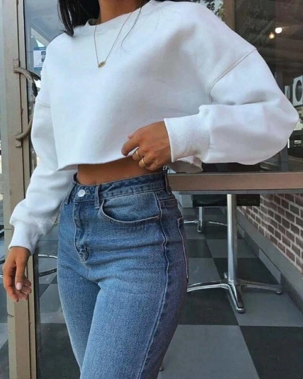 Women's Cropped Fleece Sweatshirt Crewneck Long Sleeve Casual Pullover Crop Tops
