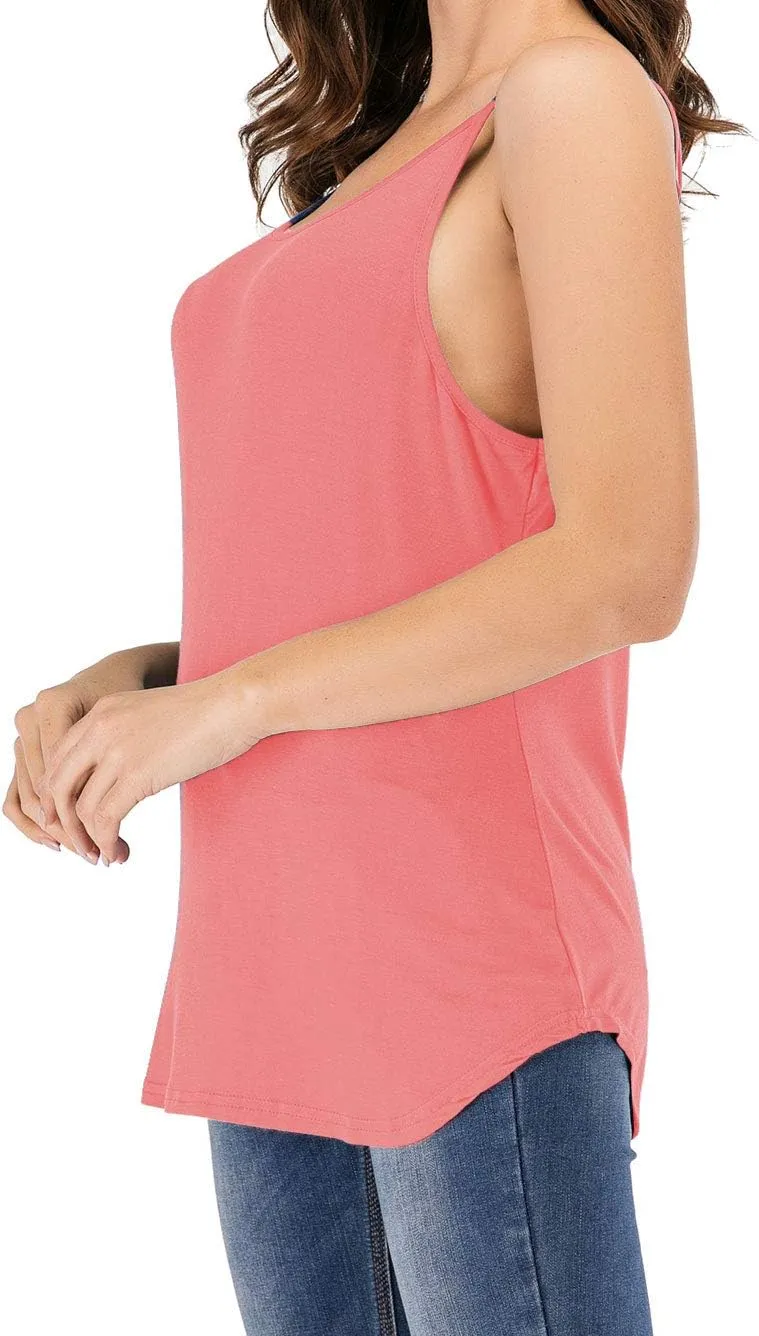 Women's Cute Criss Cross Back Tank Tops Loose Hollow Out Camisole Shirt