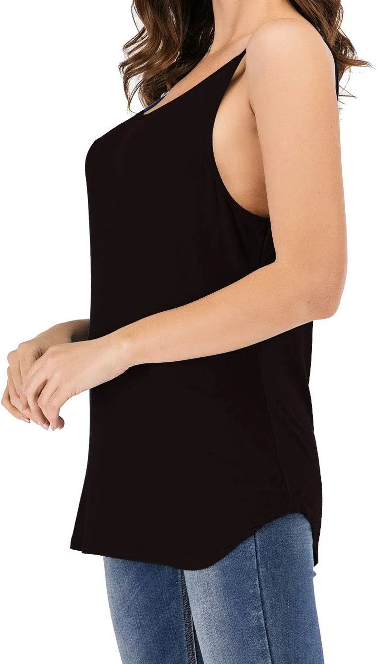Women's Cute Criss Cross Back Tank Tops Loose Hollow Out Camisole Shirt