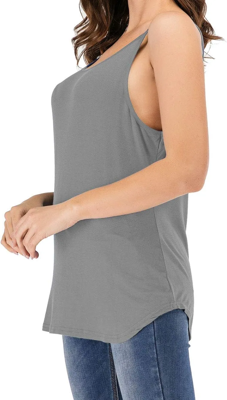 Women's Cute Criss Cross Back Tank Tops Loose Hollow Out Camisole Shirt