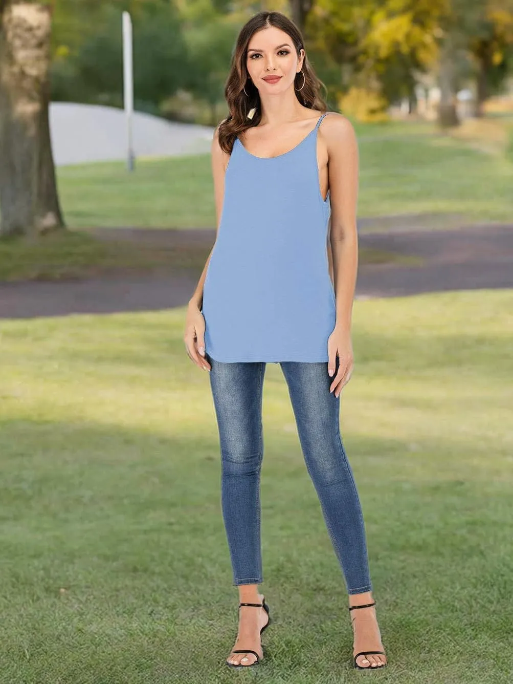 Women's Cute Criss Cross Back Tank Tops Loose Hollow Out Camisole Shirt