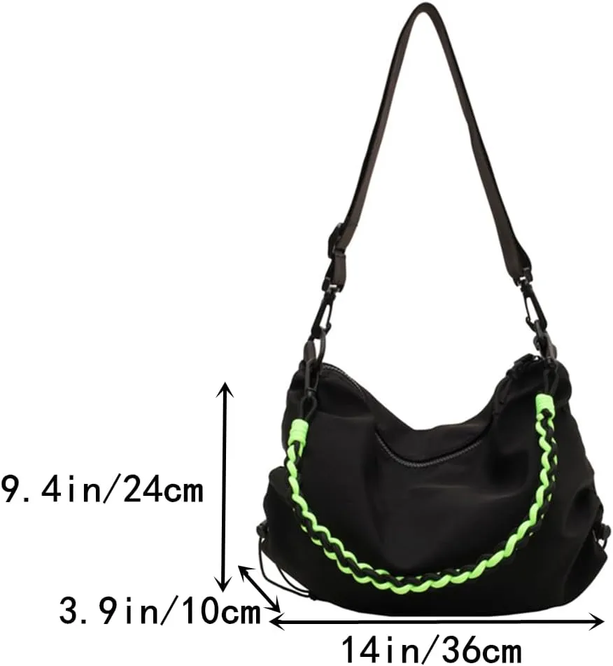 Women's Fashionable Nylon Crossbody Messenger Bag Large Hobo Bags Lightweight Shoulder Bag Purse
