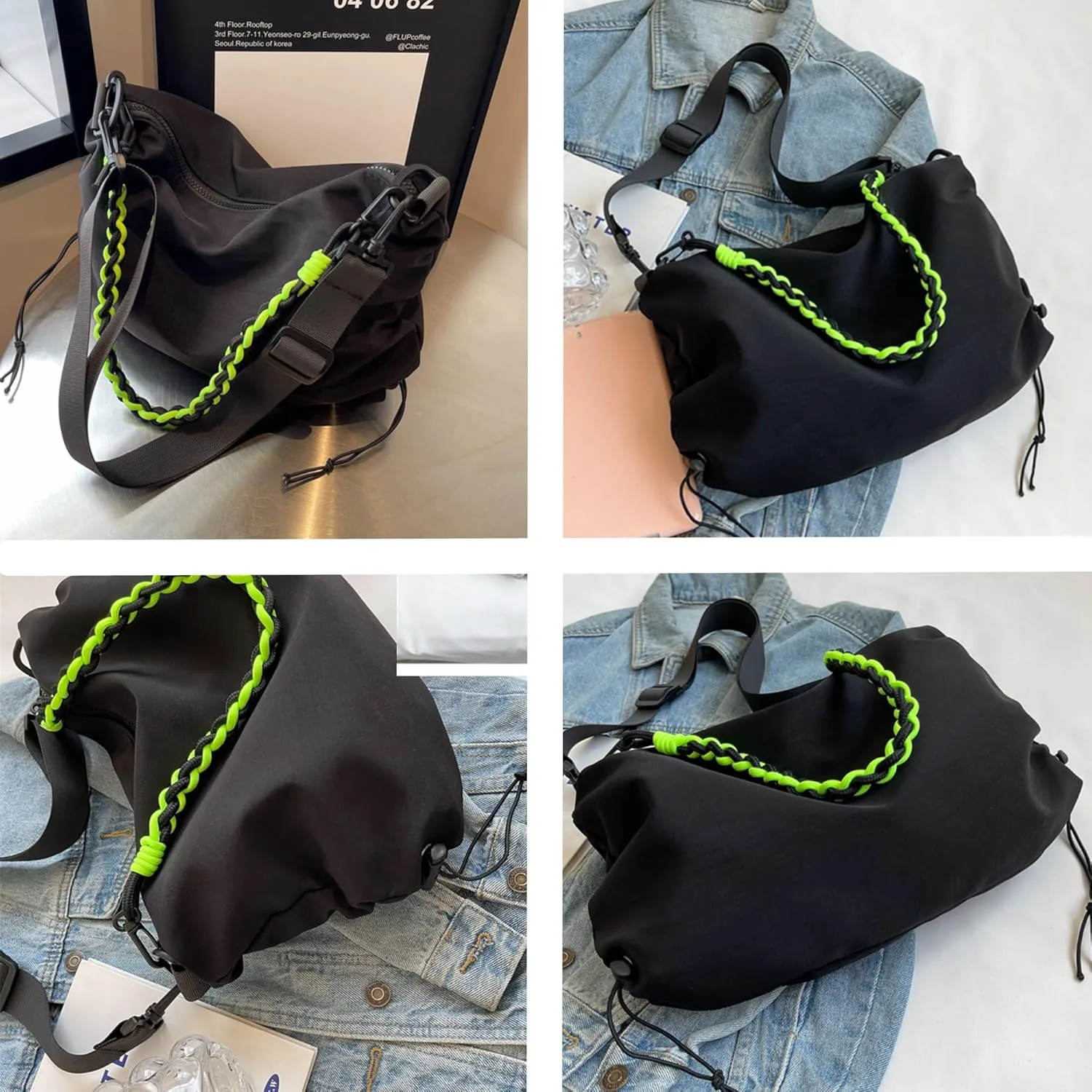 Women's Fashionable Nylon Crossbody Messenger Bag Large Hobo Bags Lightweight Shoulder Bag Purse