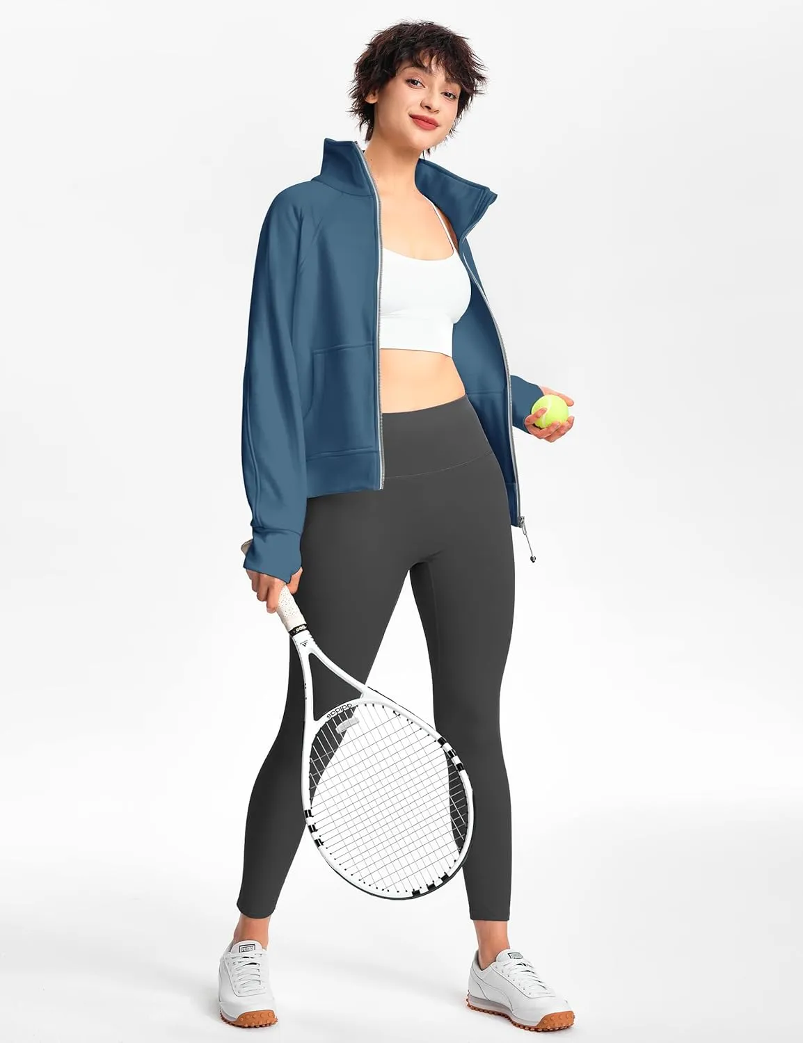 Womens Fleece Lined Half Zip Pullover Cotton Winter Warm Scuba Sweatshirt for Women with Thumbhole Pocket