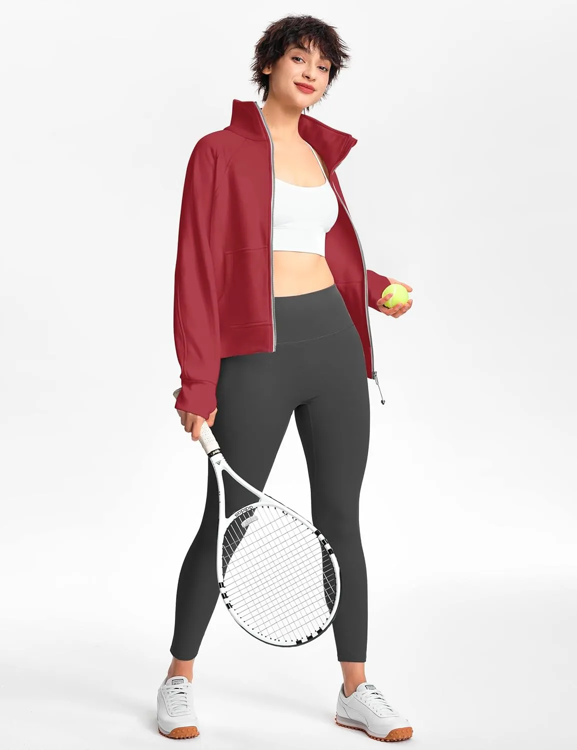 Womens Fleece Lined Half Zip Pullover Cotton Winter Warm Scuba Sweatshirt for Women with Thumbhole Pocket