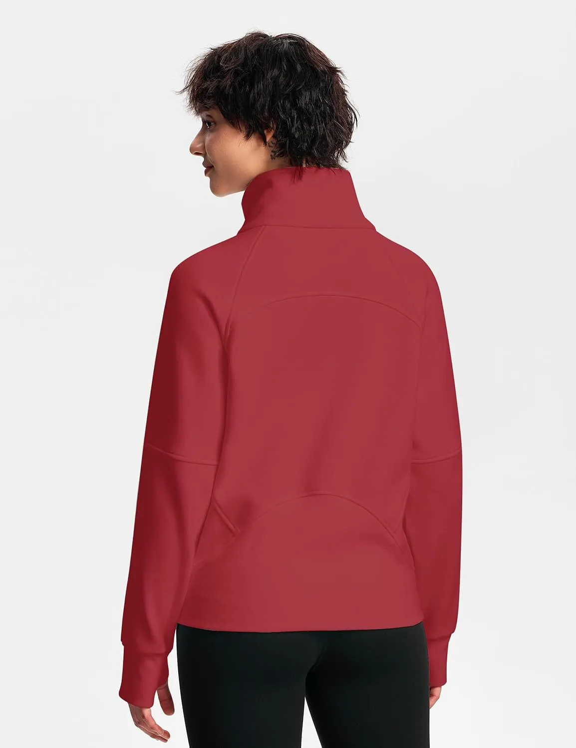 Womens Fleece Lined Half Zip Pullover Cotton Winter Warm Scuba Sweatshirt for Women with Thumbhole Pocket
