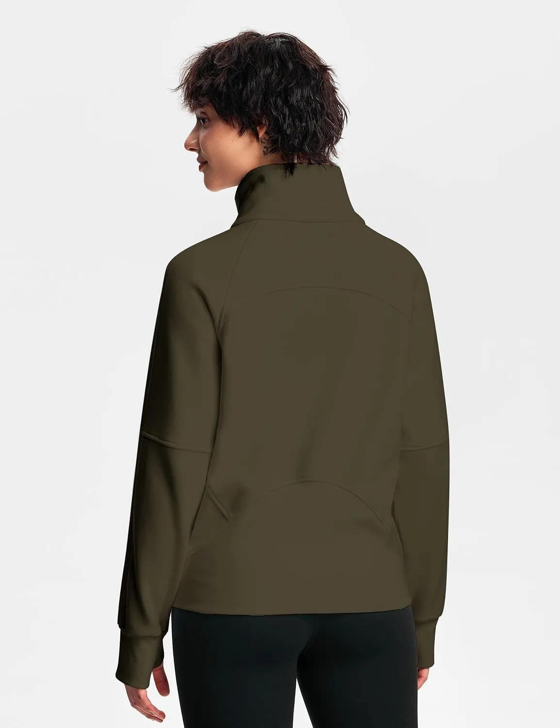 Womens Fleece Lined Half Zip Pullover Cotton Winter Warm Scuba Sweatshirt for Women with Thumbhole Pocket