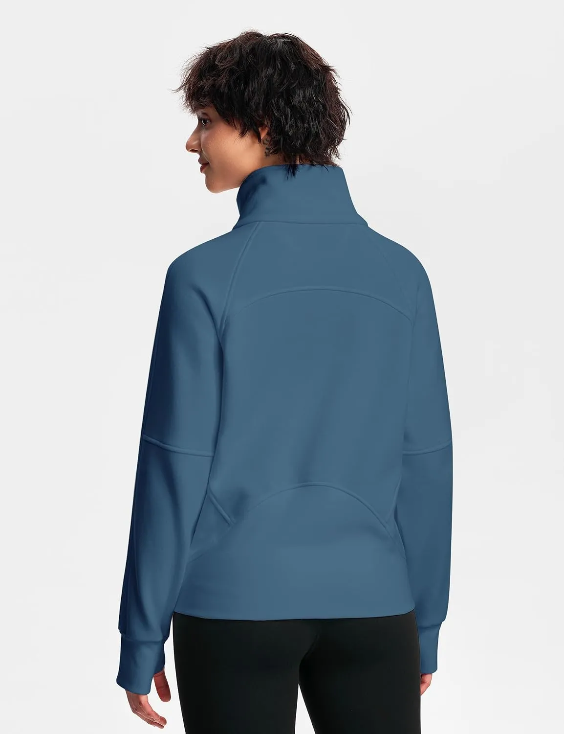 Womens Fleece Lined Half Zip Pullover Cotton Winter Warm Scuba Sweatshirt for Women with Thumbhole Pocket