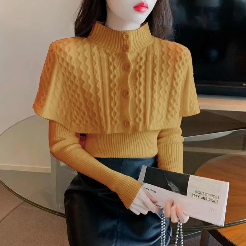 Women's Half Turtleneck Western Style Knitted Sweater Top