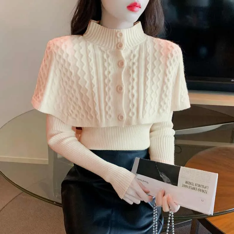 Women's Half Turtleneck Western Style Knitted Sweater Top