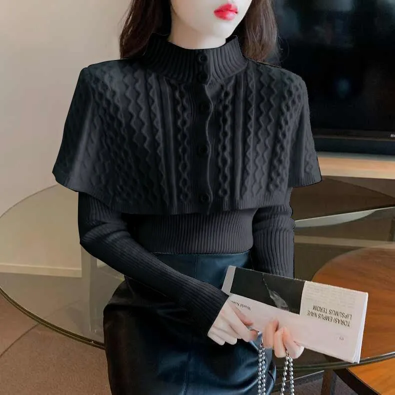 Women's Half Turtleneck Western Style Knitted Sweater Top