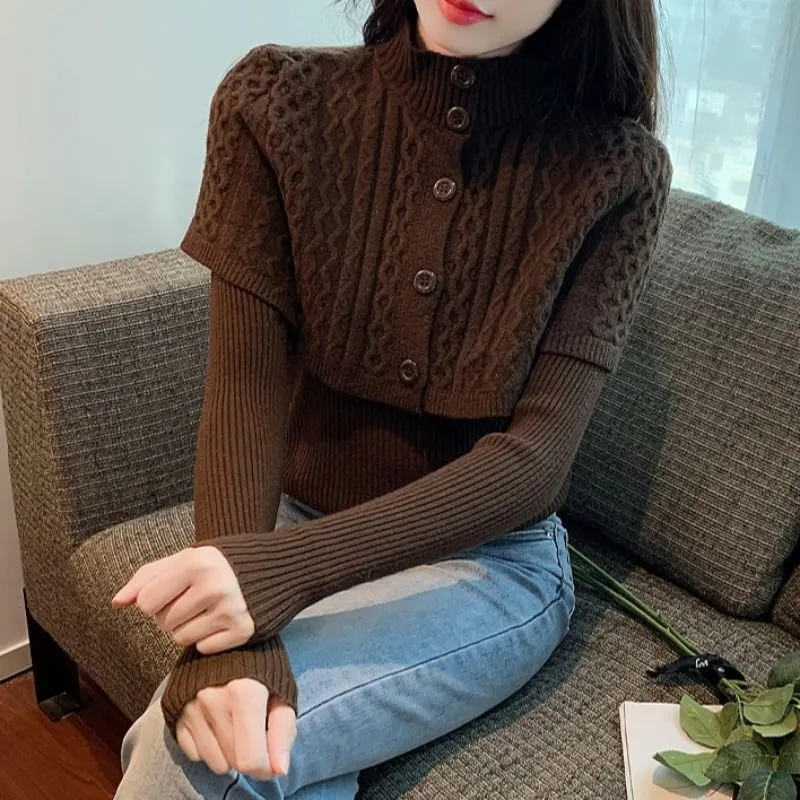 Women's Half Turtleneck Western Style Knitted Sweater Top