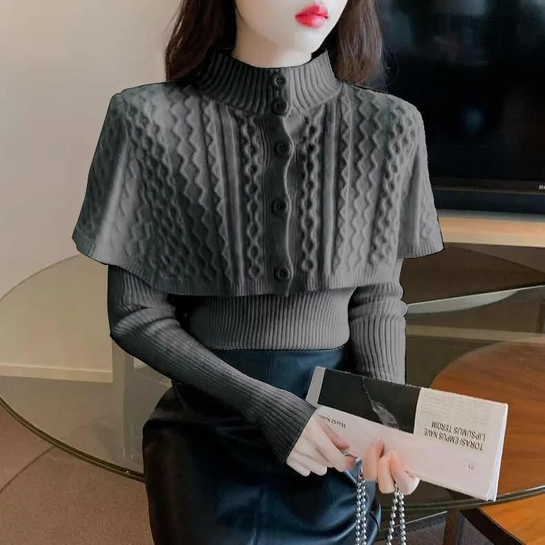 Women's Half Turtleneck Western Style Knitted Sweater Top