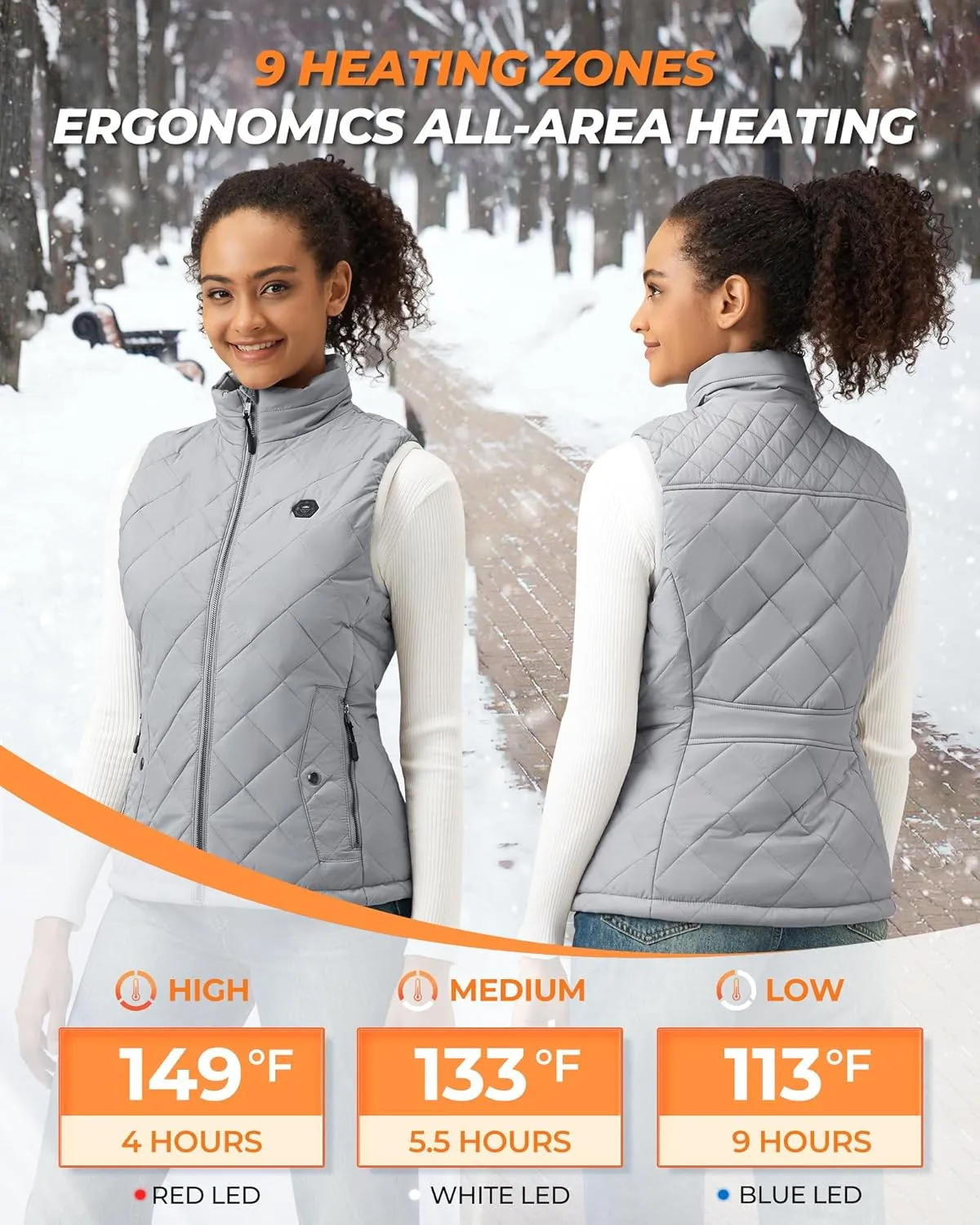 Women's Heated Vest with 16000mAh 7.4V Battery, Ergonomics Heating System, Smart Temp Control, Heated Vest for Women