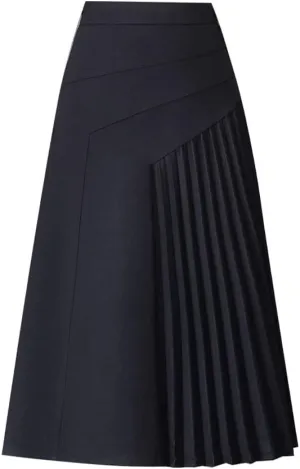 Womens High Waist Midi Long Pleated Skirt A Line Swing Skirt in Winter (4XL,Black,4X-Large)