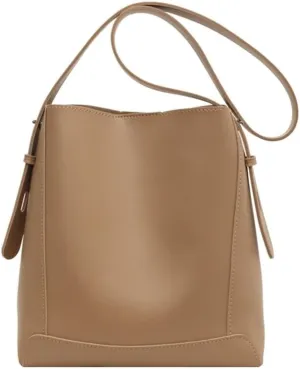 Women's Large Capacity Casual Shoulder Bag, Fashionable Bucket Crossbody Bag(Khaki)