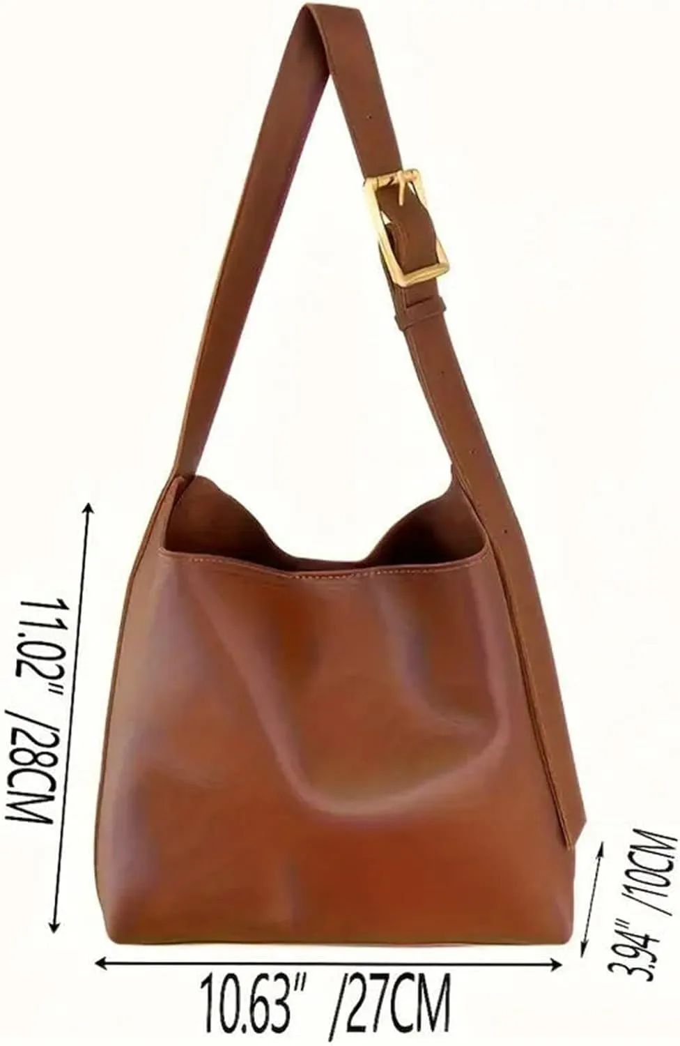 Women's Solid Color Tote Bag, Fashionable Bucket Large Capacity Casual Two-Piece Shoulder Messenger Bag