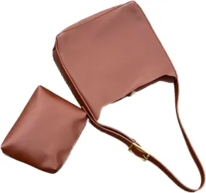 Women's Solid Color Tote Bag, Fashionable Bucket Large Capacity Casual Two-Piece Shoulder Messenger Bag