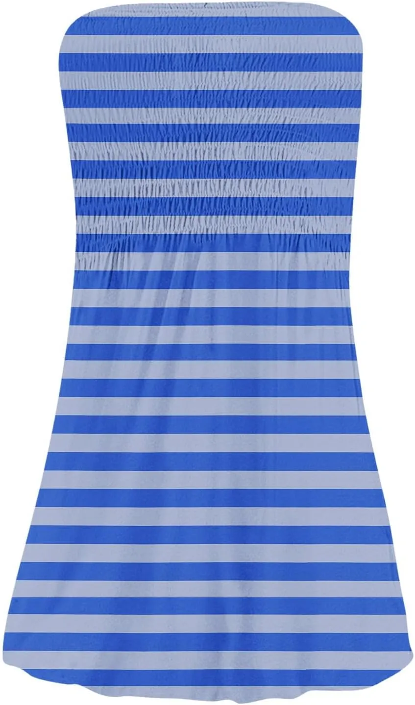 Womens Summer Beach Dresses Strapless Tube Short Dress Fashionable Casual Mini Beach Cover Up Sundresses