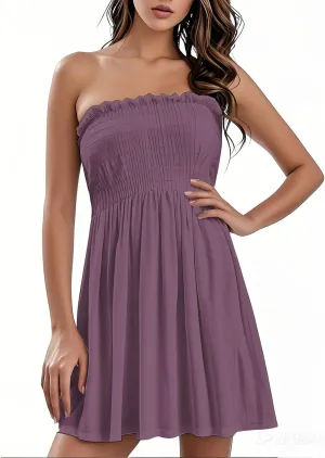 Womens Summer Beach Dresses Strapless Tube Short Dress Fashionable Casual Mini Beach Cover Up Sundresses