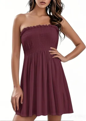Womens Summer Beach Dresses Strapless Tube Short Dress Fashionable Casual Mini Beach Cover Up Sundresses