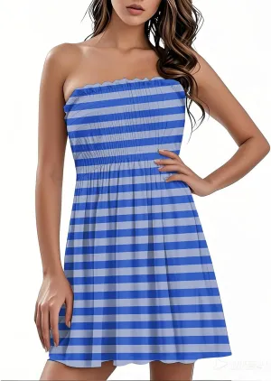 Womens Summer Beach Dresses Strapless Tube Short Dress Fashionable Casual Mini Beach Cover Up Sundresses