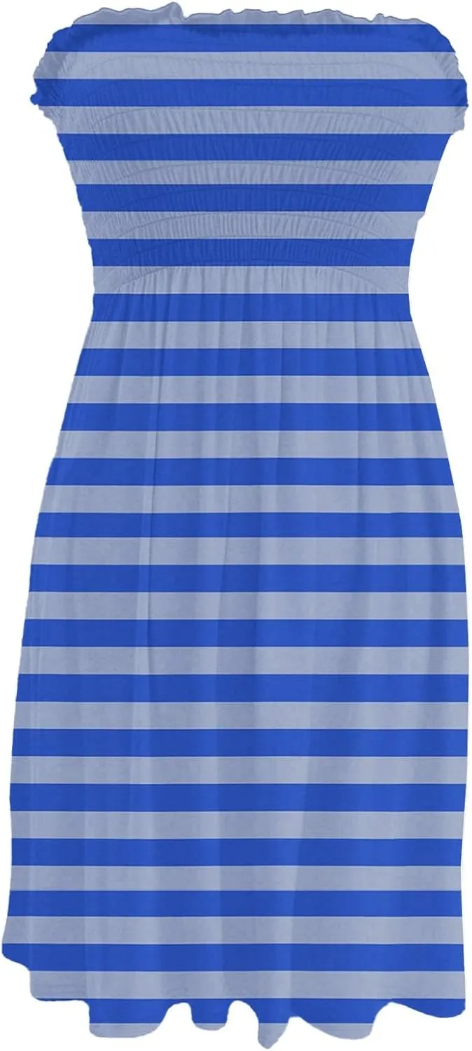Womens Summer Beach Dresses Strapless Tube Short Dress Fashionable Casual Mini Beach Cover Up Sundresses