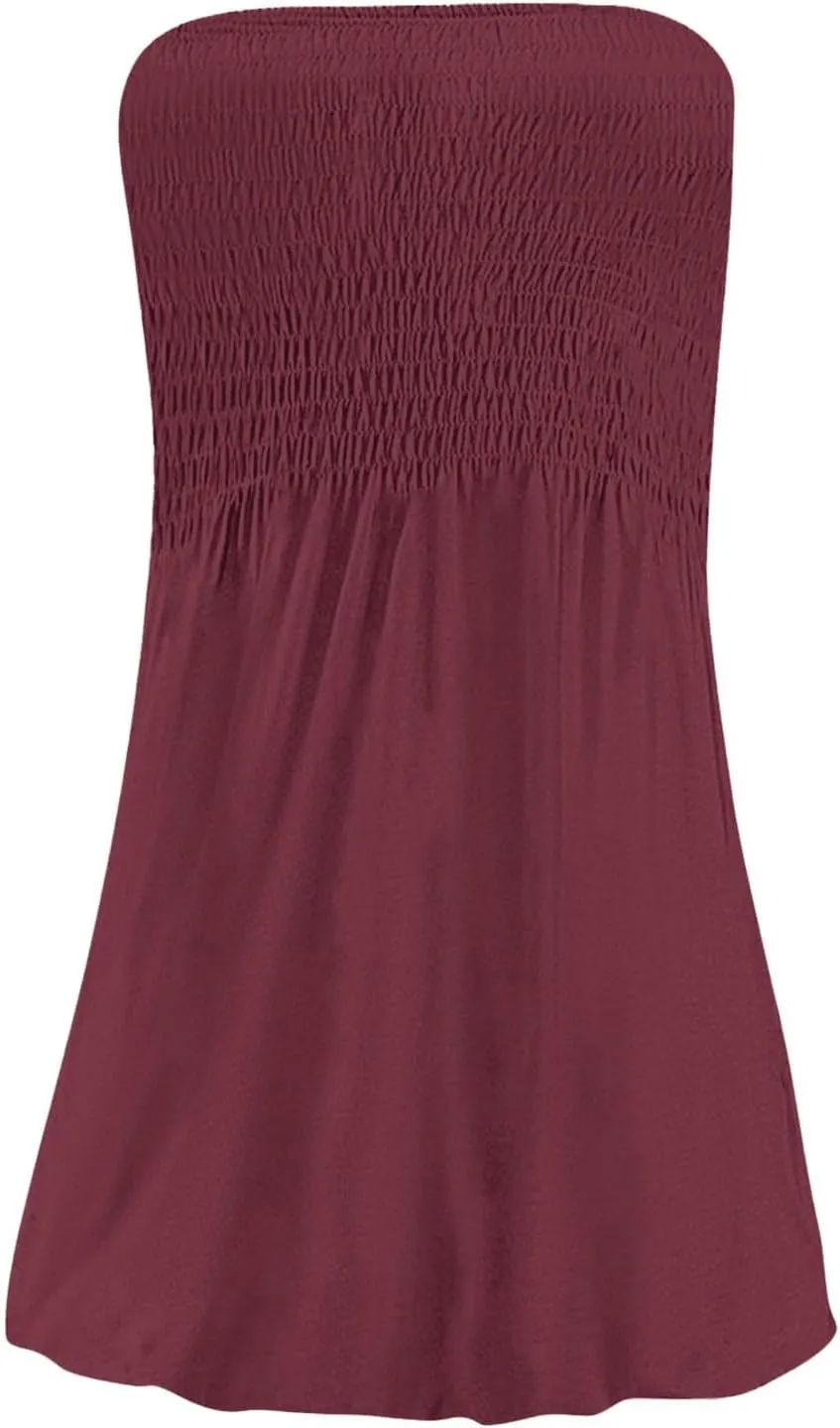 Womens Summer Beach Dresses Strapless Tube Short Dress Fashionable Casual Mini Beach Cover Up Sundresses