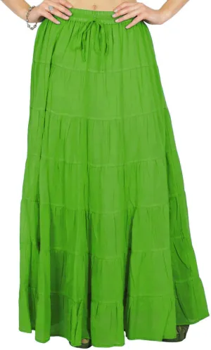 Women's Summer Cotton Skirt Ethnic Design Drawstring Waist
