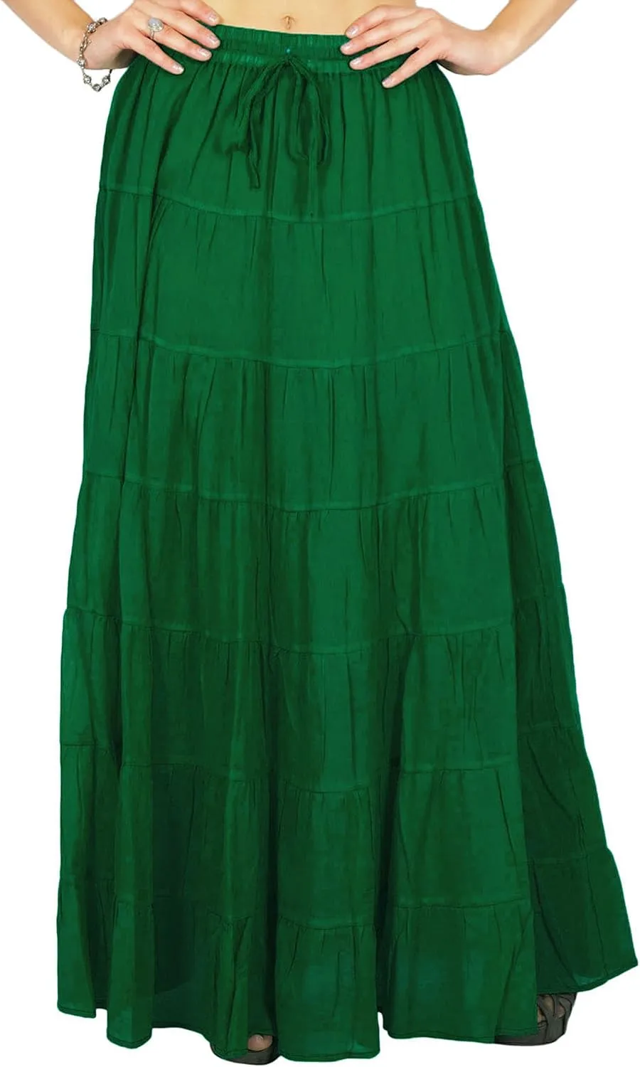 Women's Summer Cotton Skirt Ethnic Design Drawstring Waist