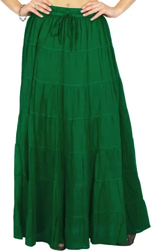 Women's Summer Cotton Skirt Ethnic Design Drawstring Waist