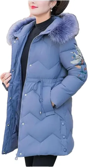 Women's Winter Parka Jacket Cotton Filled Hooded Padded Coat