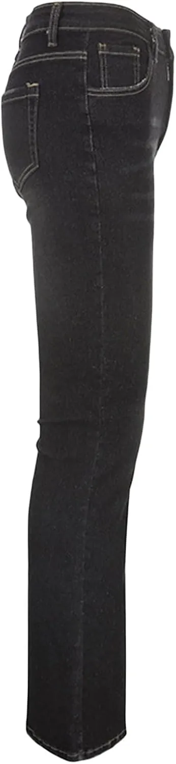 Womens Y2k Bootcut Jeans Pull On Wide Leg Stretch Washed Distressed Skinny Flare Pants Low Rise Trouser