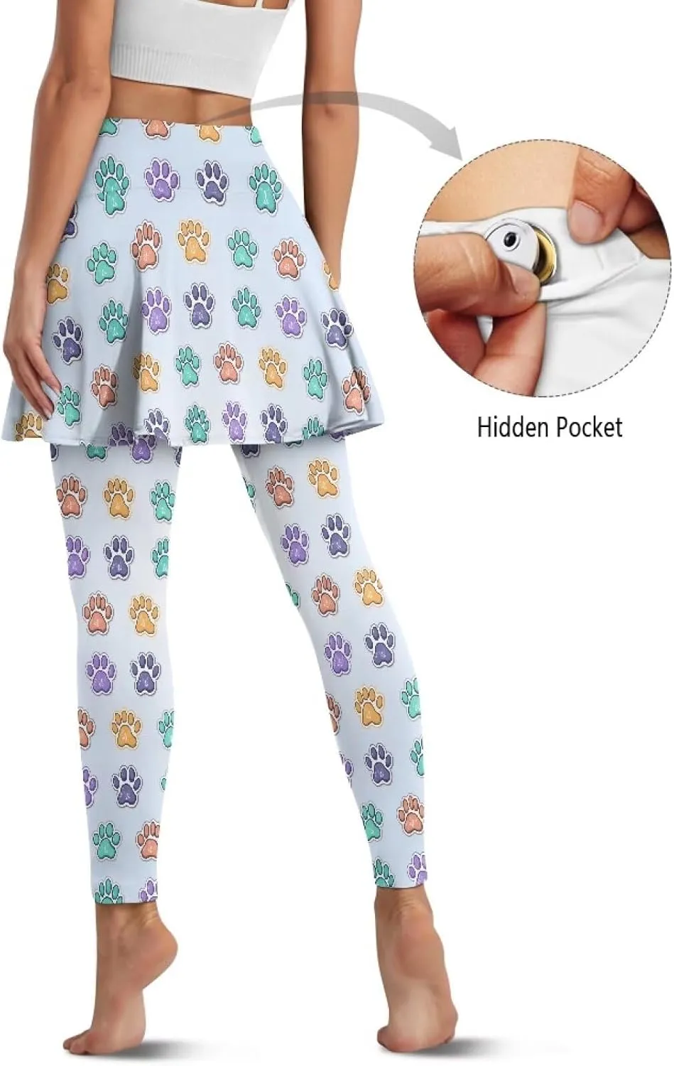 Womens Yoga Leggings with Skirts Tennis Skirts with Elastic Fashionable Skirted XS-3XL