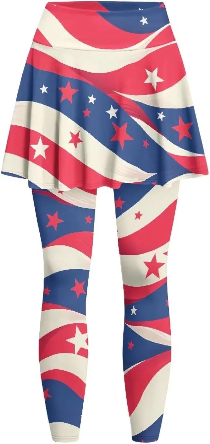 Womens Yoga Leggings with Skirts Tennis Skirts with Elastic Fashionable Skirted XS-3XL