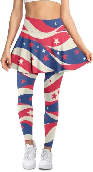 Womens Yoga Leggings with Skirts Tennis Skirts with Elastic Fashionable Skirted XS-3XL