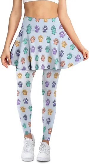 Womens Yoga Leggings with Skirts Tennis Skirts with Elastic Fashionable Skirted XS-3XL