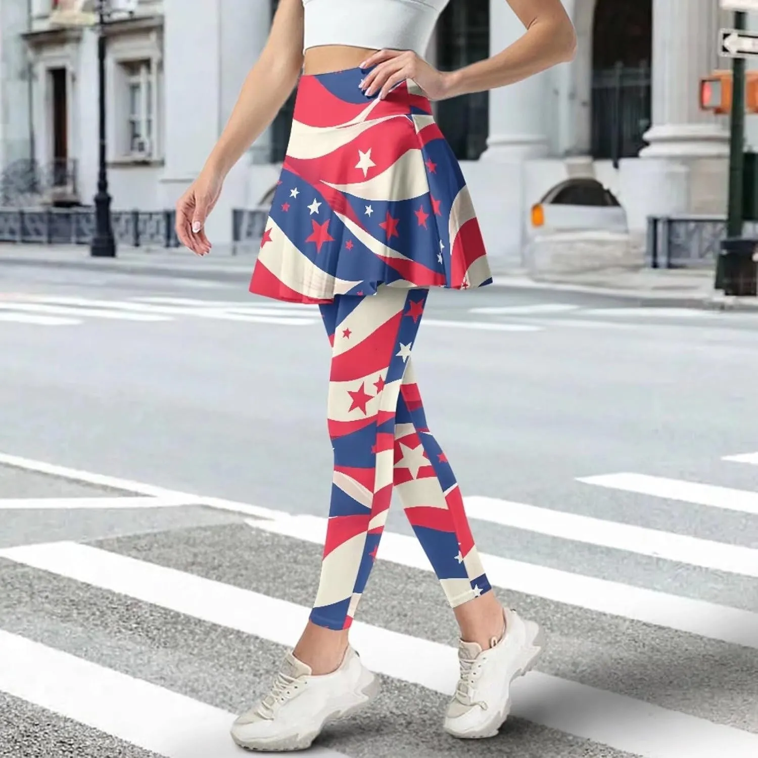 Womens Yoga Leggings with Skirts Tennis Skirts with Elastic Fashionable Skirted XS-3XL