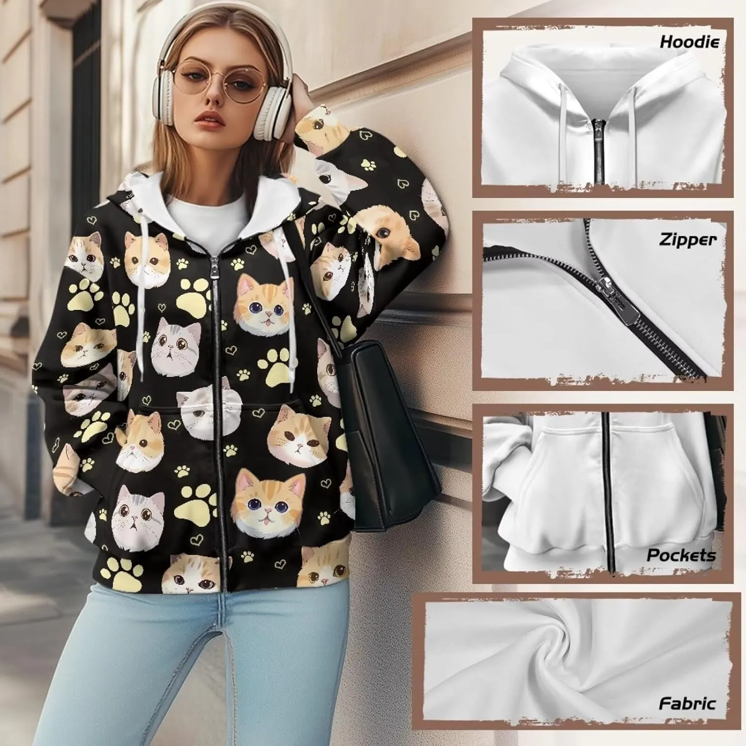 Womens Zip Up Hoodies Oversized Long Sleeve Sweatshirt Lightweight Fashion Y2K Hoodie Jacket with Pockets Size S-2XL