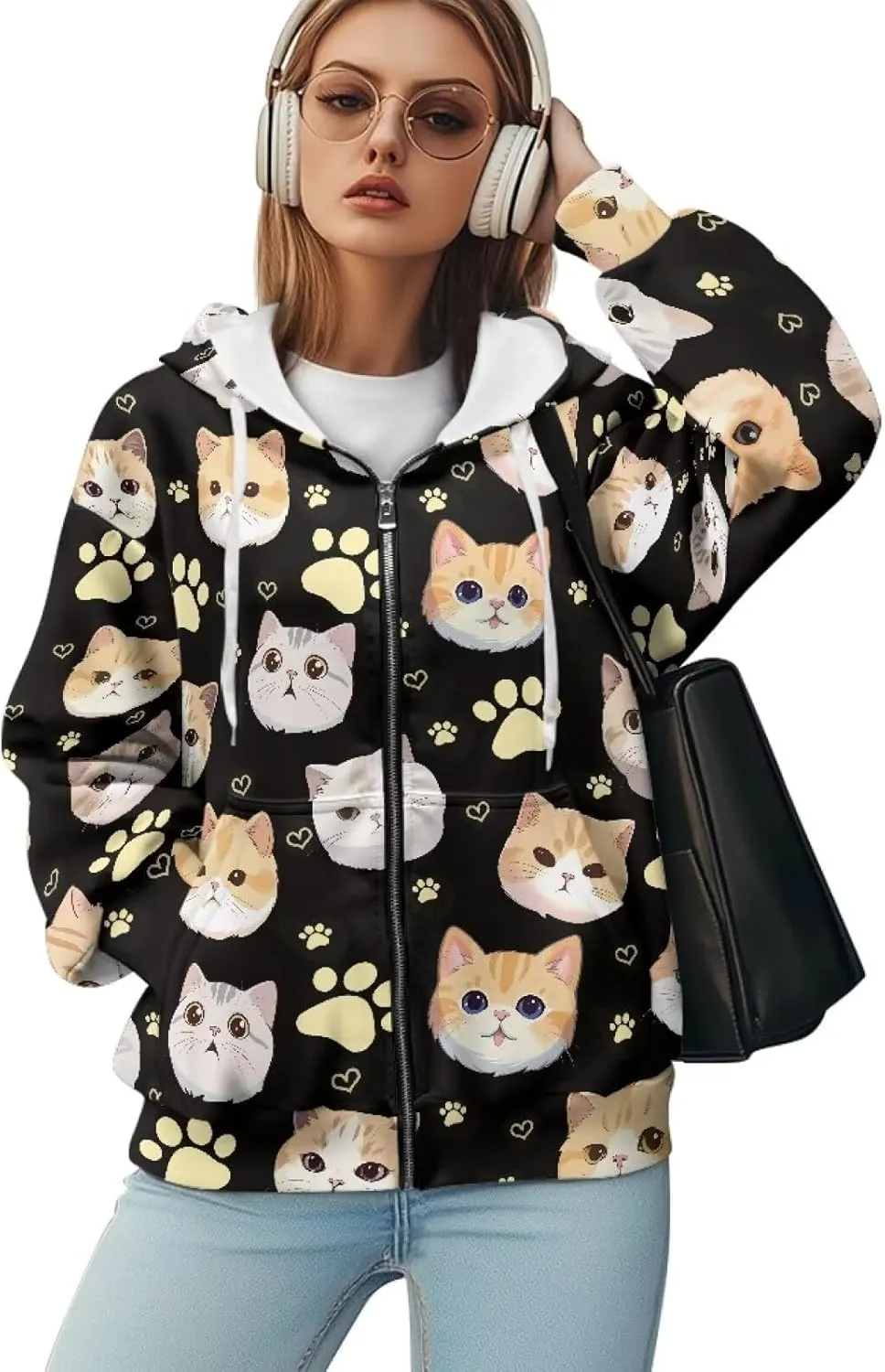 Womens Zip Up Hoodies Oversized Long Sleeve Sweatshirt Lightweight Fashion Y2K Hoodie Jacket with Pockets Size S-2XL