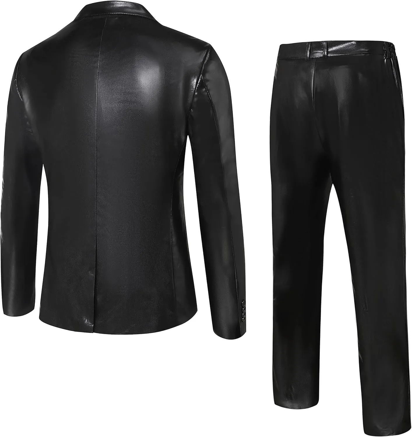 WULFUL Men's 2 Piece Disco Outfit 70s Costume Sequin Jacket and Pants Halloween Party Prom Suits with Tie