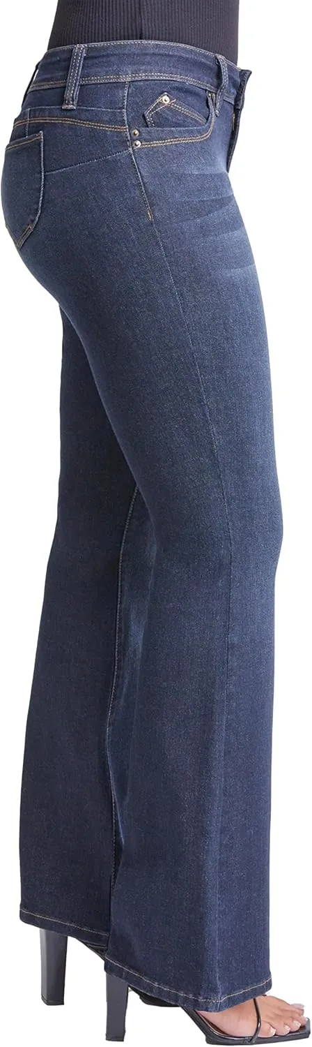 YMI Womens Sustainable Wannabettabutt Low Rise Wide Leg Jeans