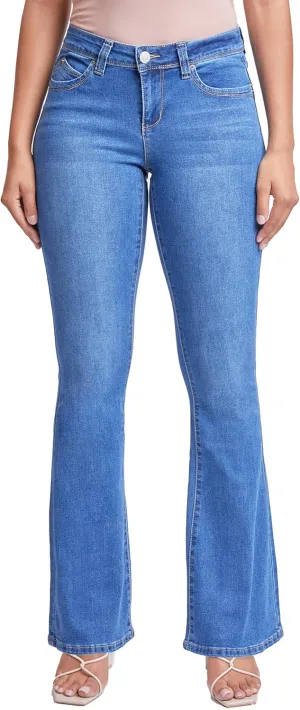 YMI Womens Sustainable Wannabettabutt Low Rise Wide Leg Jeans